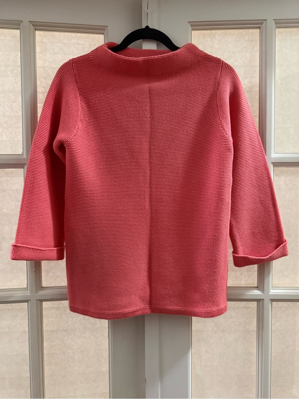 Boden Coral-Pink Knit Cowlneck Sweater Jacket